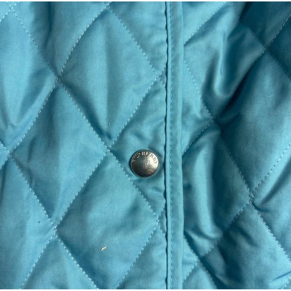 Burberry London Turquoise Blue Quilted Jacket Nova Check Lining Made in England - Picture 6 of 6